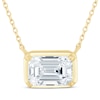 Thumbnail Image 0 of Lab-Created Diamonds by KAY Emerald-Cut Sideways Solitaire Necklace 1/2 ct tw 14K Yellow Gold 18"