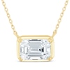 Thumbnail Image 1 of KAY Lab-Grown Diamonds Emerald-Cut Sideways Solitaire Necklace 1/2 ct tw 14K Yellow Gold 18"