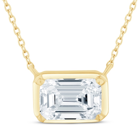 KAY Lab-Grown Diamonds Emerald-Cut Sideways Solitaire Necklace 1/2 ct tw 14K Yellow Gold 18"