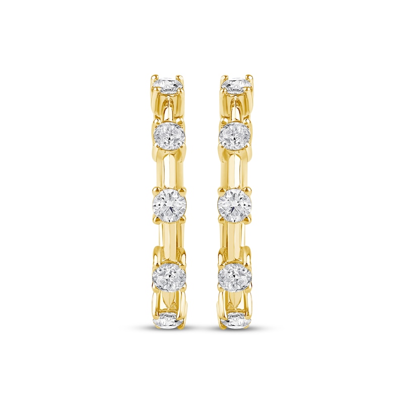 Main Image 2 of KAY Lab-Grown Diamonds Station Hoop Earrings 1 ct tw 10K Yellow Gold