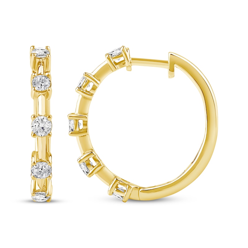 Main Image 3 of KAY Lab-Grown Diamonds Station Hoop Earrings 1 ct tw 10K Yellow Gold