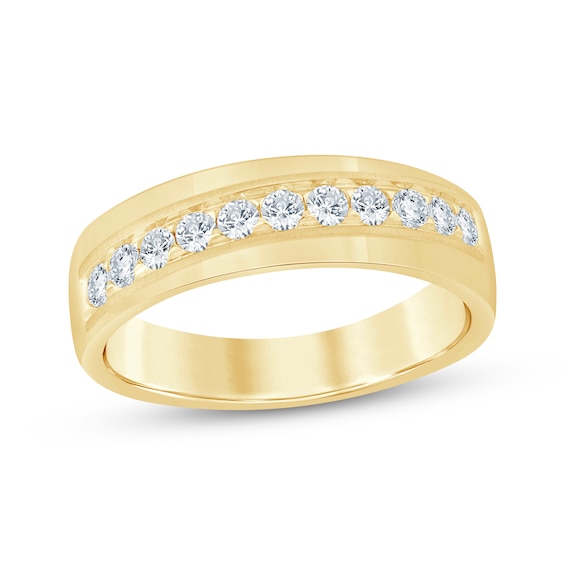 Men's Diamond Diagonal Row Wedding Band 1/2 ct tw 10K Yellow Gold