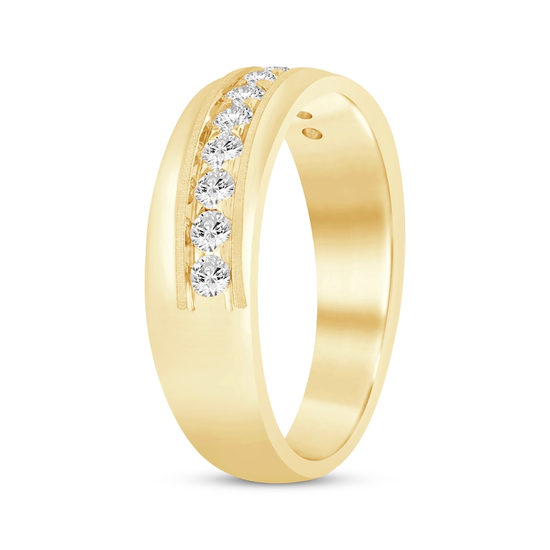 Men's Diamond Diagonal Row Wedding Band 1/2 ct tw 10K Yellow Gold