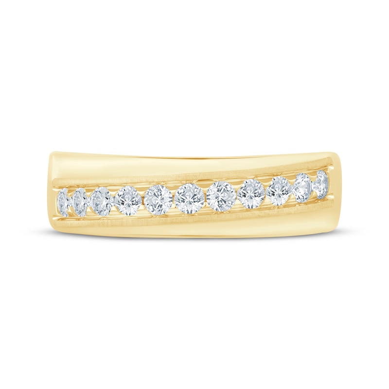 Men's Diamond Diagonal Row Wedding Band 1/2 ct tw 10K Yellow Gold