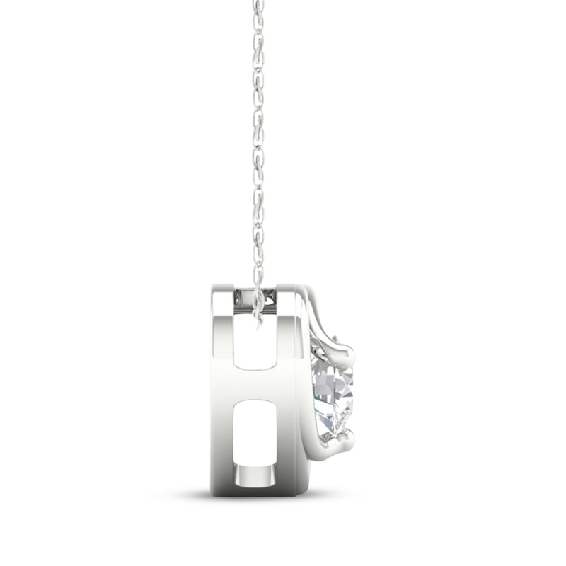 Main Image 3 of Round-Cut Diamond Solitaire Heart Frame Necklace 1/8 ct tw 10K White Gold 18&quot; (J/I3)