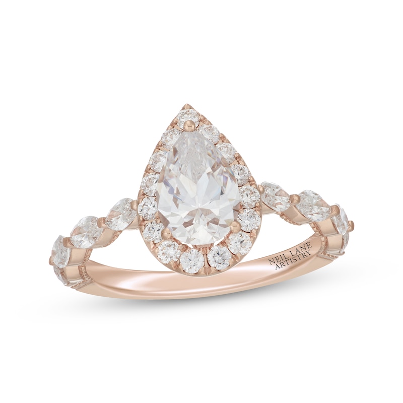 Main Image 1 of Neil Lane Artistry Pear-Shaped Lab-Grown Diamond Engagement Ring 2 ct tw 14K Rose Gold