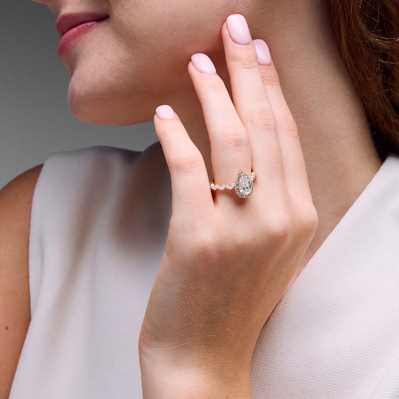 Main Image 4 of Neil Lane Artistry Pear-Shaped Lab-Grown Diamond Engagement Ring 2 ct tw 14K Rose Gold