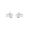 Thumbnail Image 2 of Toi et Moi Lab-Grown Diamond Princess-Cut & Pear-Shaped Stud Earrings 1 ct tw 14K White Gold