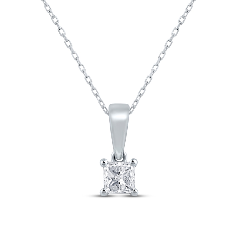 Main Image 2 of Princess-Cut Diamond Solitaire Necklace & Earrings Gift Set 1/4 ct tw 14K White Gold (I/I2)