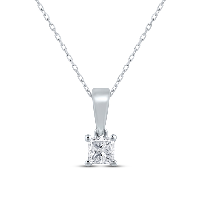 Princess-Cut Diamond Solitaire Necklace & Earrings Gift Set 1/4 ct tw 14K White Gold (I/I2)