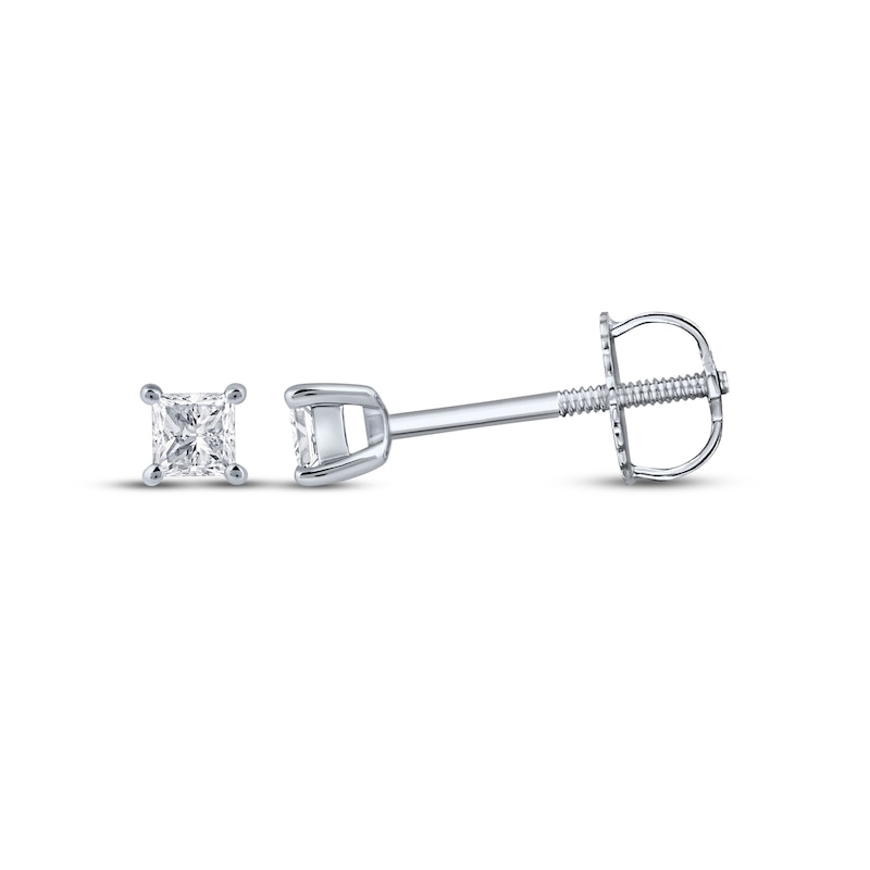 Main Image 3 of Princess-Cut Diamond Solitaire Necklace & Earrings Gift Set 1/4 ct tw 14K White Gold (I/I2)