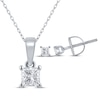 Thumbnail Image 0 of Princess-Cut Diamond Solitaire Necklace & Earrings Gift Set 1/2 ct tw 14K White Gold (I/I2)