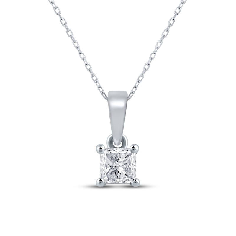 Main Image 2 of Princess-Cut Diamond Solitaire Necklace & Earrings Gift Set 1/2 ct tw 14K White Gold (I/I2)