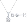 Thumbnail Image 1 of Round-Cut Diamond Solitaire Necklace & Earrings Gift Set 1 ct tw 14K White Gold (I/I2)