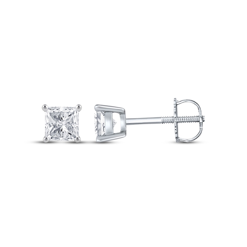 Main Image 3 of Princess-Cut Diamond Solitaire Necklace & Earrings Gift Set 1 ct tw 14K White Gold (I/I2)