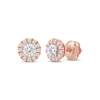 KAY Lab-Grown Diamonds Halo Stud Earrings 1/2 ct tw 14K Rose Gold (F/SI2)