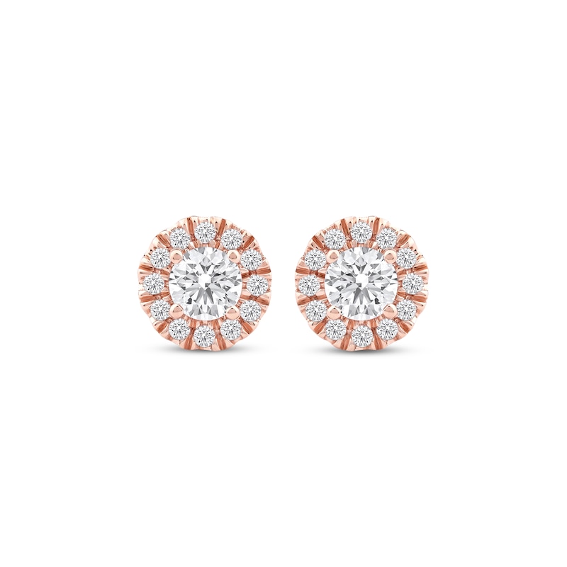 Main Image 2 of KAY Lab-Grown Diamonds Halo Stud Earrings 1/2 ct tw 14K Rose Gold (F/SI2)