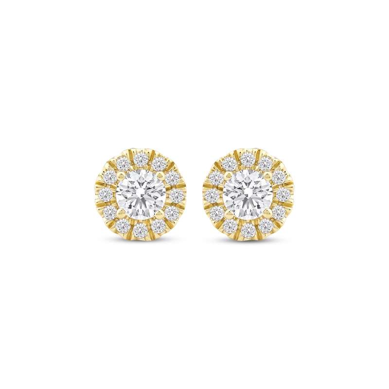 Main Image 2 of KAY Lab-Grown Diamonds Halo Stud Earrings 1/2 ct tw 14K Yellow Gold (F/SI2)