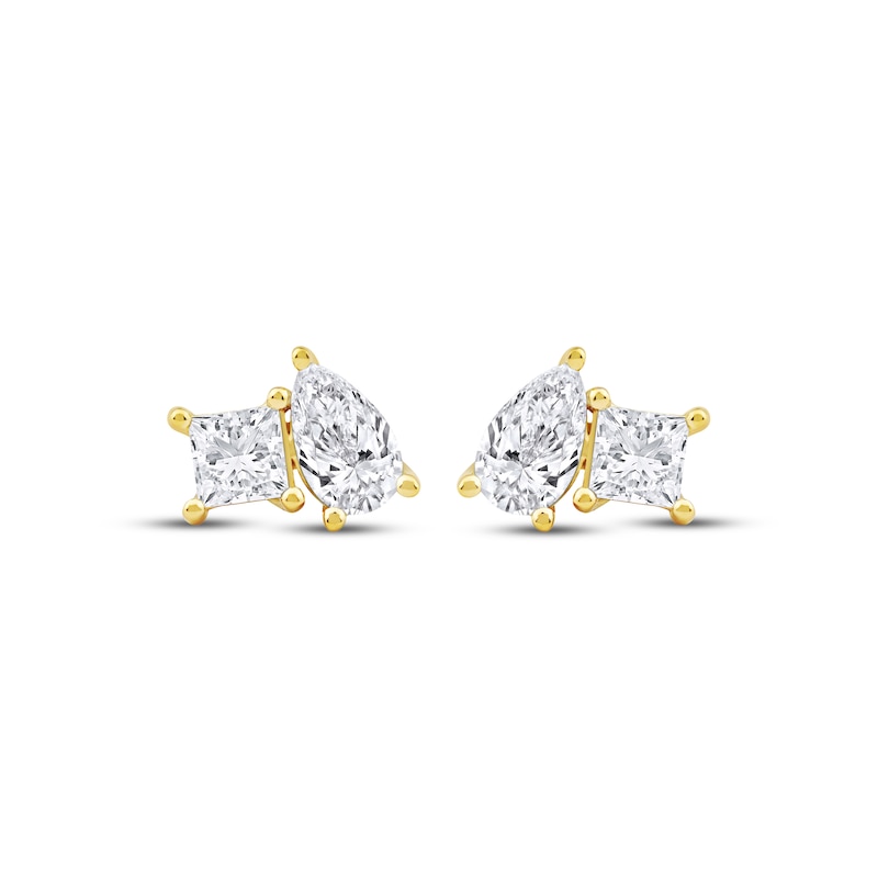 Toi et Moi Princess-Cut & Pear-Shaped Stud Earrings 1 ct tw 14K Yellow Gold