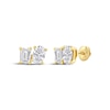 Thumbnail Image 0 of Toi et Moi Emerald & Oval-Cut Stud Earrings 1 ct tw 14K Yellow Gold