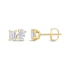 Thumbnail Image 1 of Toi et Moi Lab-Grown Diamond Emerald & Oval-Cut Stud Earrings 1 ct tw 14K Yellow Gold