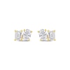 Thumbnail Image 2 of Toi et Moi Lab-Grown Diamond Emerald & Oval-Cut Stud Earrings 1 ct tw 14K Yellow Gold