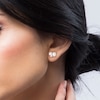 Thumbnail Image 3 of Toi et Moi Lab-Grown Diamond Emerald & Oval-Cut Stud Earrings 1 ct tw 14K Yellow Gold