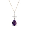 Thumbnail Image 1 of Pear-Shaped Natural Amethyst & Diamond Drop Necklace 1/10 ct tw 10K Yellow Gold 18&quot;