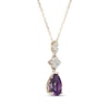 Thumbnail Image 2 of Pear-Shaped Natural Amethyst & Diamond Drop Necklace 1/10 ct tw 10K Yellow Gold 18&quot;