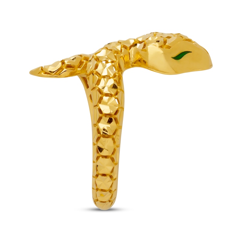 Italian Brilliance Diamond-Cut Snake Ring 14K Yellow Gold