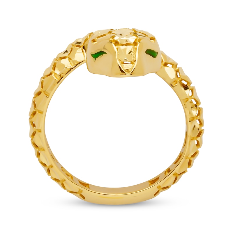 Italian Brilliance Diamond-Cut Snake Ring 14K Yellow Gold