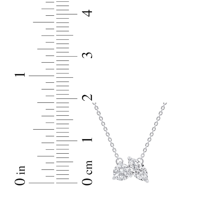 Toi et Moi Round & Marquise-Cut Necklace 1/2 ct tw 14K White Gold 18"