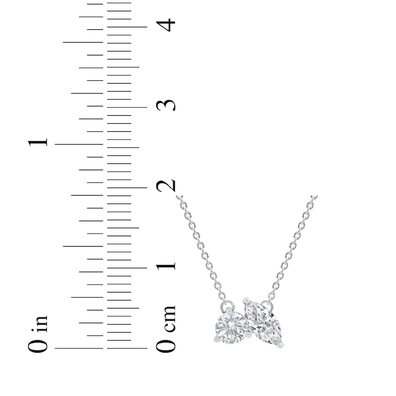 Main Image 4 of Toi et Moi Lab-Grown Diamond Round & Marquise-Cut Necklace 1/2 ct tw 14K White Gold 18&quot;