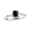 Thumbnail Image 1 of Now + Forever Emerald-Cut Black & White Diamond Halo Engagement Ring 5/8 ct tw 14K White Gold