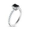 Thumbnail Image 2 of Now + Forever Emerald-Cut Black & White Diamond Halo Engagement Ring 5/8 ct tw 14K White Gold