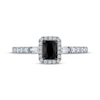 Thumbnail Image 2 of Emerald-Cut Black & White Diamond Halo Engagement Ring 5/8 ct tw 14K White Gold