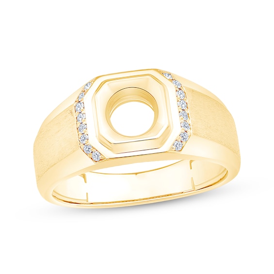 Now + Forever Men's Octagon Wedding Band Setting 1/10 ct tw 14K Yellow Gold