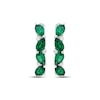 Thumbnail Image 2 of Pear-Shaped Lab-Created Emerald & White Lab-Created Sapphire Four-Stone Hoop Earrings Sterling Silver