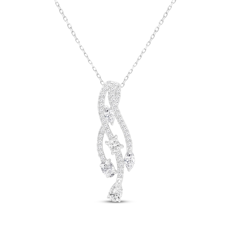 Main Image 1 of All You Are Multi-Shape Lab-Grown Diamond Drop Necklace 1-1/2 ct tw 14K White Gold 18&quot;