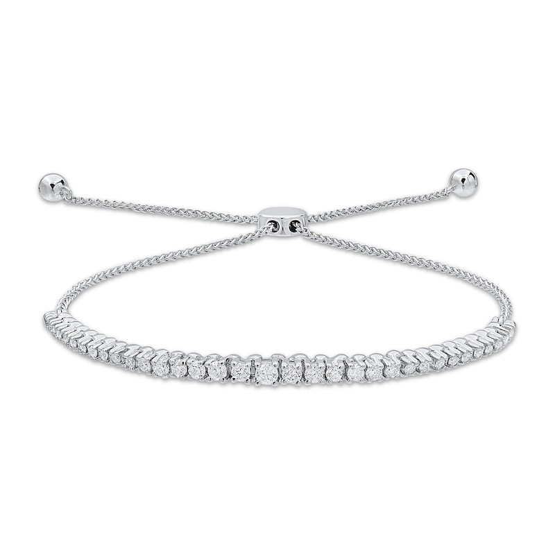 Main Image 1 of Diamond Bolo Line Bracelet 1/2 ct tw 10K White Gold