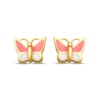 Thumbnail Image 2 of Children's Pink & White Enamel Butterfly Stud Earrings 14K Yellow Gold