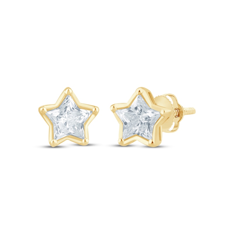 Main Image 1 of KAY Lab-Grown Diamonds Solitaire Star Stud Earrings 1-1/4 ct tw 14K Yellow Gold (F/SI2)