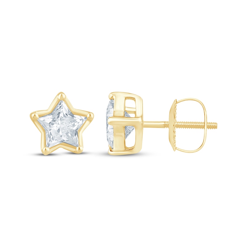 Main Image 3 of KAY Lab-Grown Diamonds Solitaire Star Stud Earrings 1-1/4 ct tw 14K Yellow Gold (F/SI2)