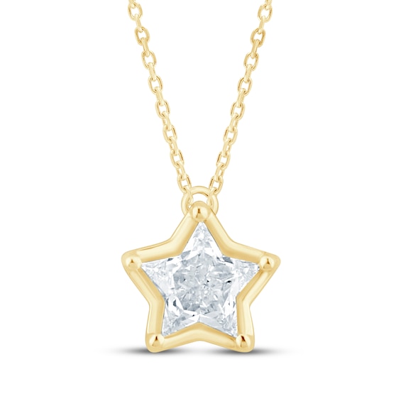KAY Lab-Grown Diamonds Solitaire Star Necklace 5/8 ct tw 14K Yellow Gold 18" (F/SI2)