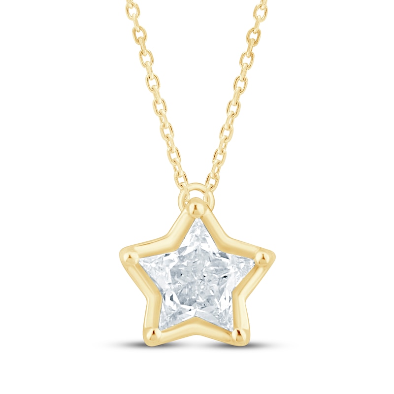 Main Image 1 of KAY Lab-Grown Diamonds Solitaire Star Necklace 5/8 ct tw 14K Yellow Gold 18&quot; (F/SI2)