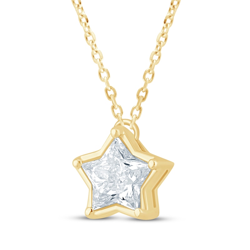 Main Image 2 of KAY Lab-Grown Diamonds Solitaire Star Necklace 5/8 ct tw 14K Yellow Gold 18&quot; (F/SI2)