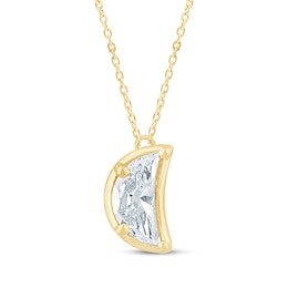 KAY Lab-Grown Diamonds Solitaire Crescent Moon Necklace 5/8 ct tw 14K Yellow Gold 18" (F/SI2)