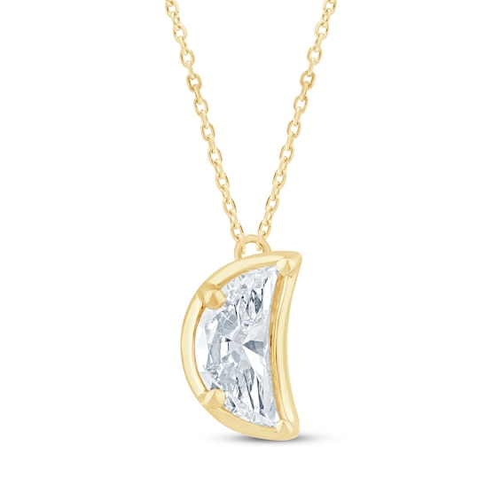 KAY Lab-Grown Diamonds Solitaire Crescent Moon Necklace 5/8 ct tw 14K Yellow Gold 18" (F/SI2)