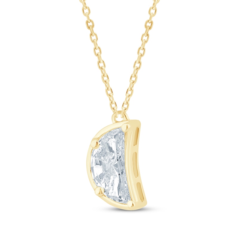 Main Image 2 of KAY Lab-Grown Diamonds Solitaire Crescent Moon Necklace 5/8 ct tw 14K Yellow Gold 18&quot; (F/SI2)