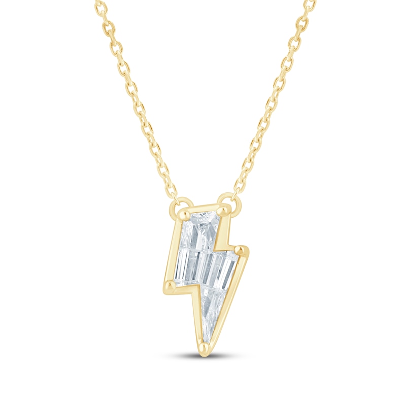 Main Image 1 of KAY Lab-Grown Diamonds Solitaire Lightning Bolt Necklace 5/8 ct tw 14K Yellow Gold 18&quot; (F/SI2)